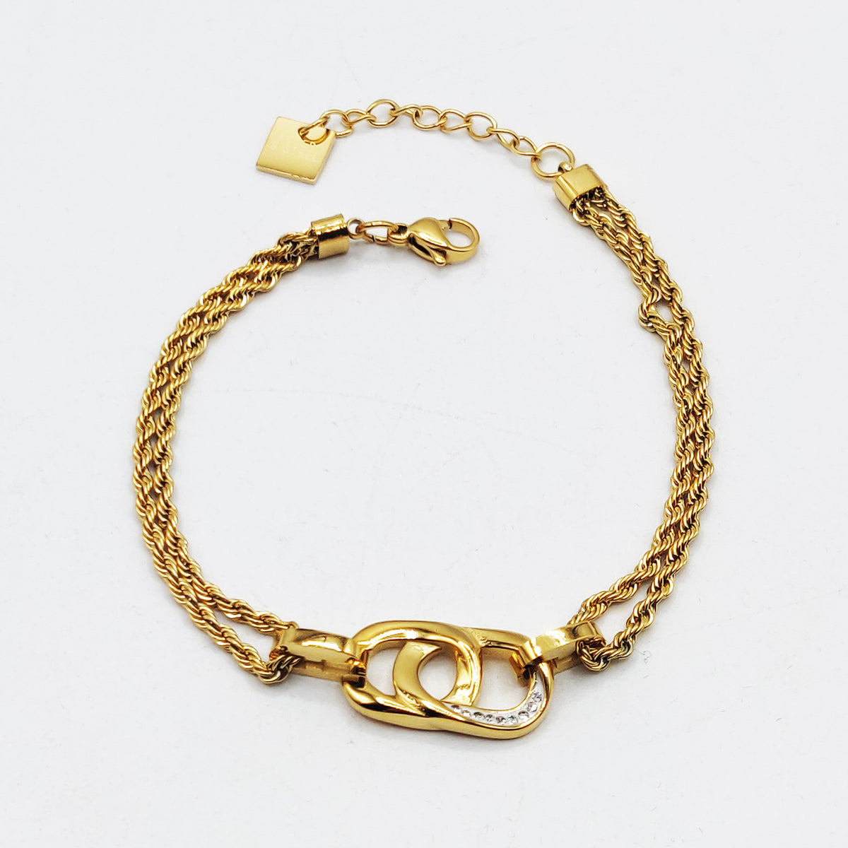 Bracelet Torsade Pendentif Double C Luxe