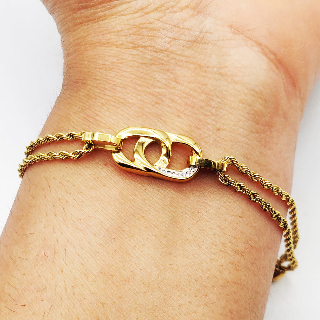 Bracelet Torsade Pendentif Double C Luxe