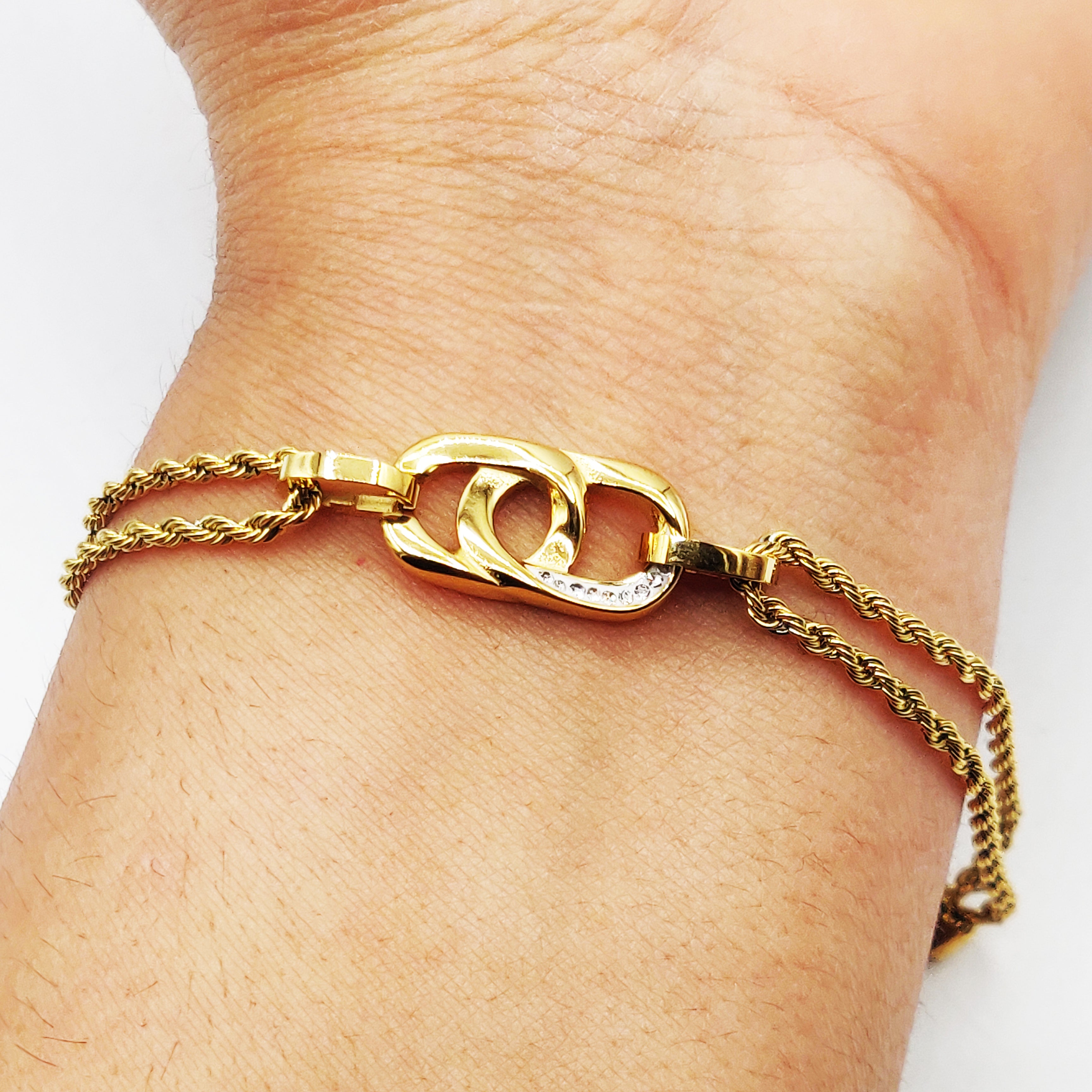 Bracelet Torsade Pendentif Double C Luxe