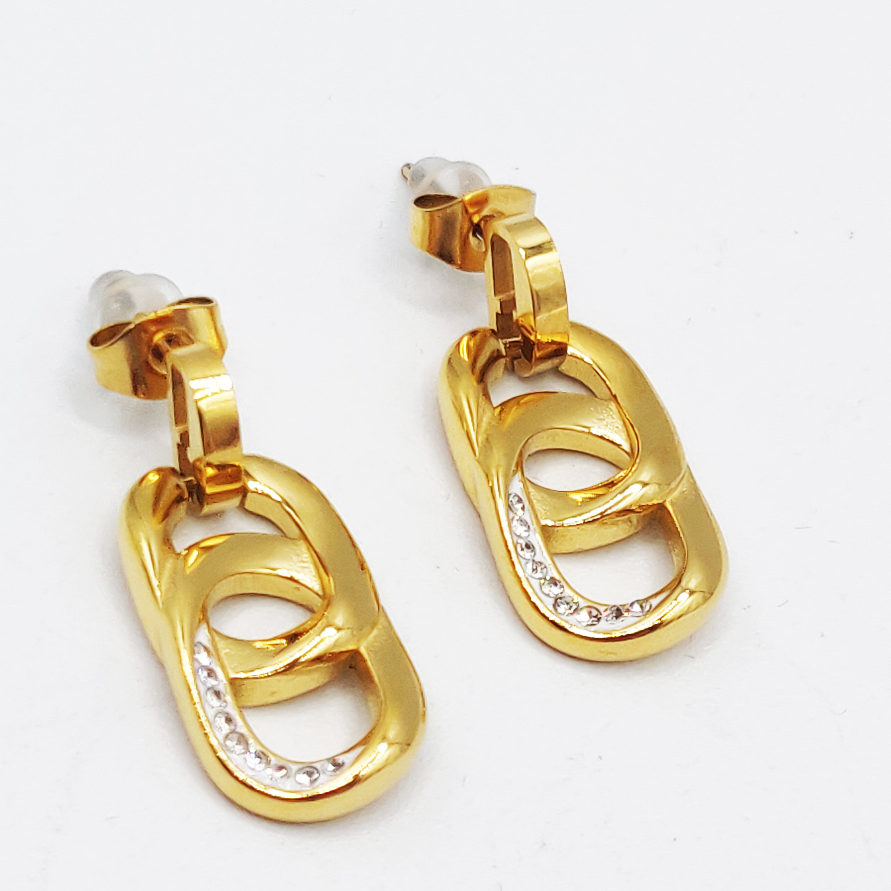 Boucles d'oreilles Torsade Pendentif Double C Luxe