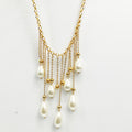 Collier Maillons Multi Pendentifs Perles d'imitation Blanches