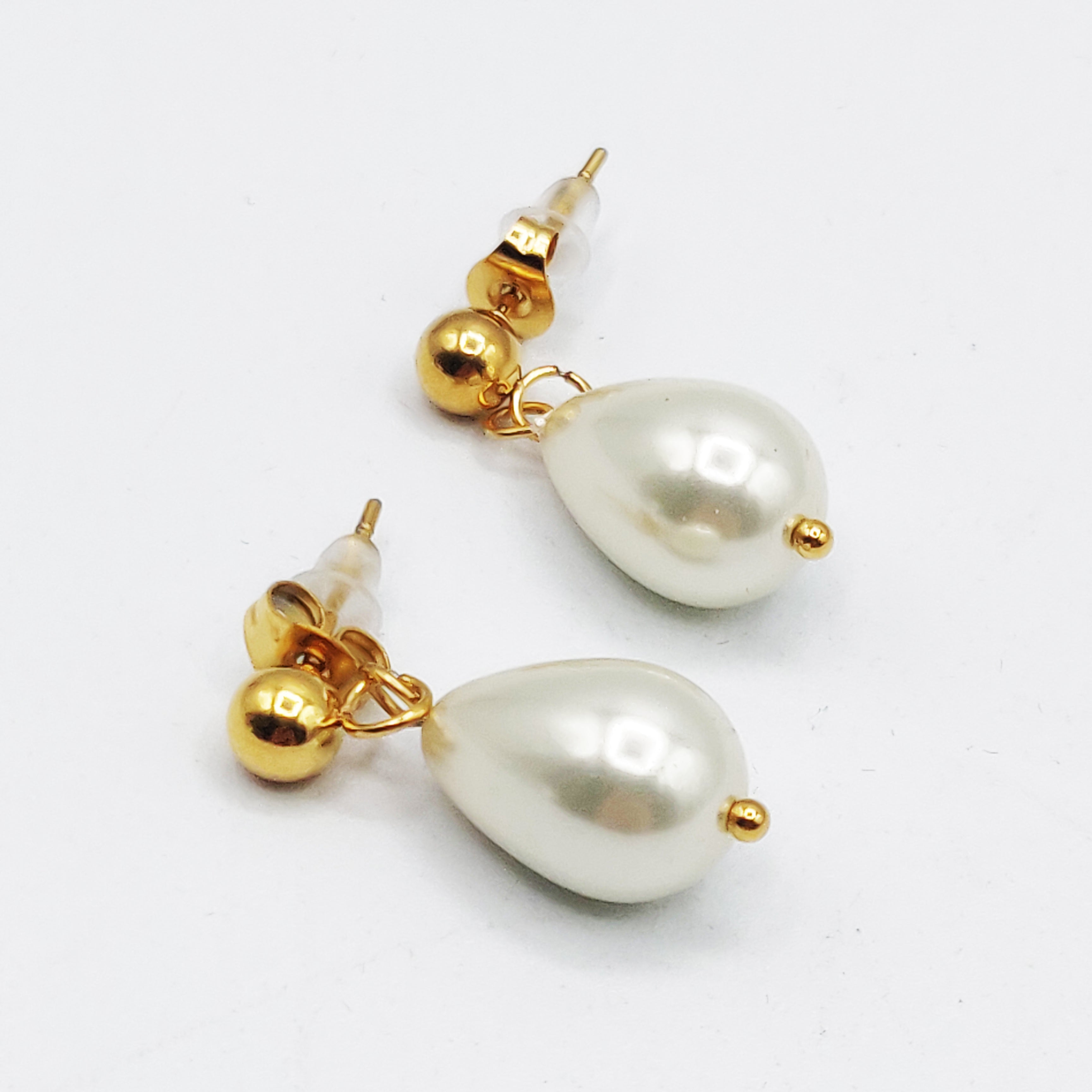 Boucles d'oreilles Maillons Multi Pendentifs Perles d'imitation Blanches