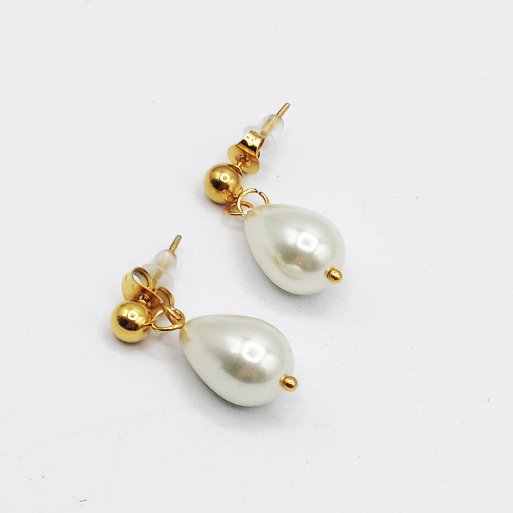 Boucles d'oreilles Maillons Multi Pendentifs Perles d'imitation Blanches