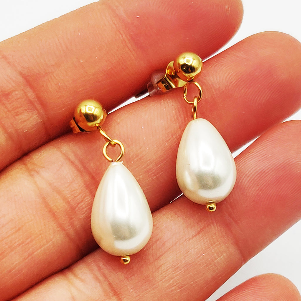 Boucles d'oreilles Maillons Multi Pendentifs Perles d'imitation Blanches