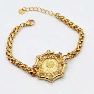 Bracelet Torsade Pendentif Os Louise Coq Cristaux Luxe