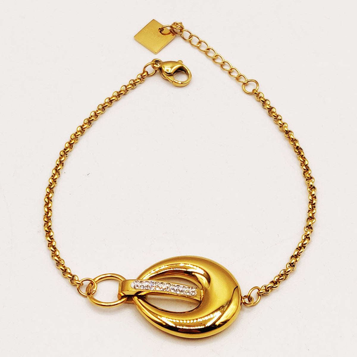 Bracelet Maillons Goutte Barre Cristaux Luxe