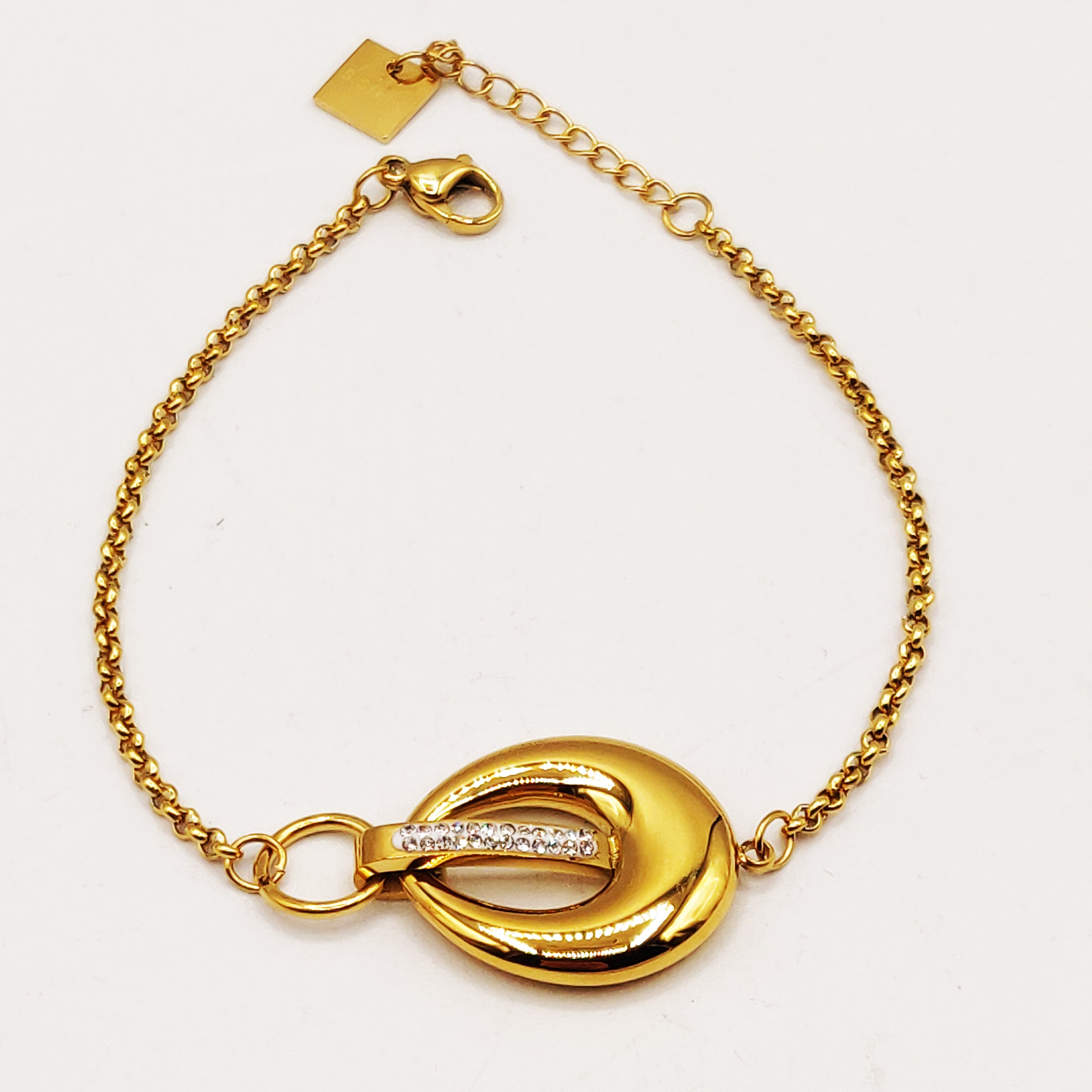 Bracelet Maillons Goutte Barre Cristaux Luxe