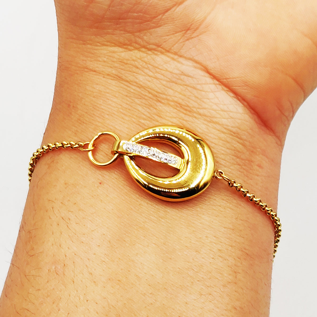 Bracelet Maillons Goutte Barre Cristaux Luxe