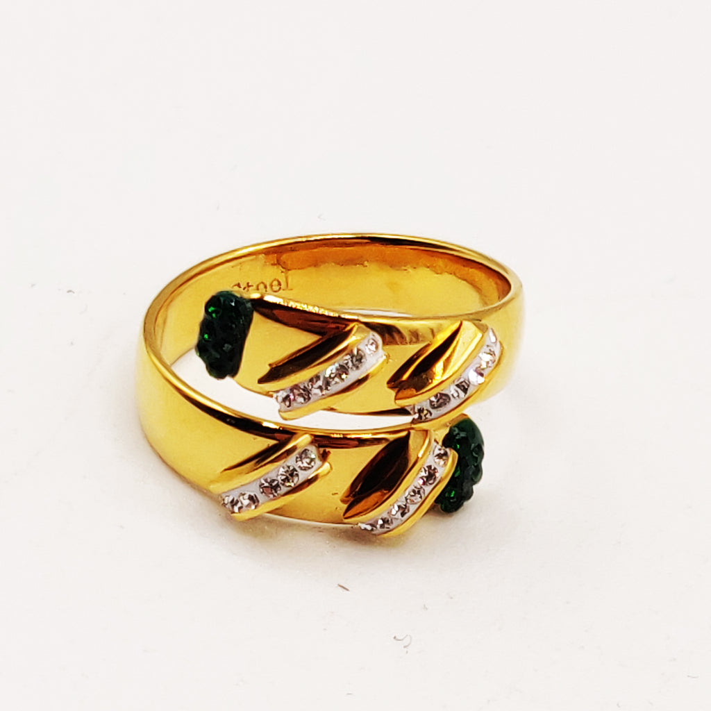 Bague Bandes Cristaux Verts Luxe