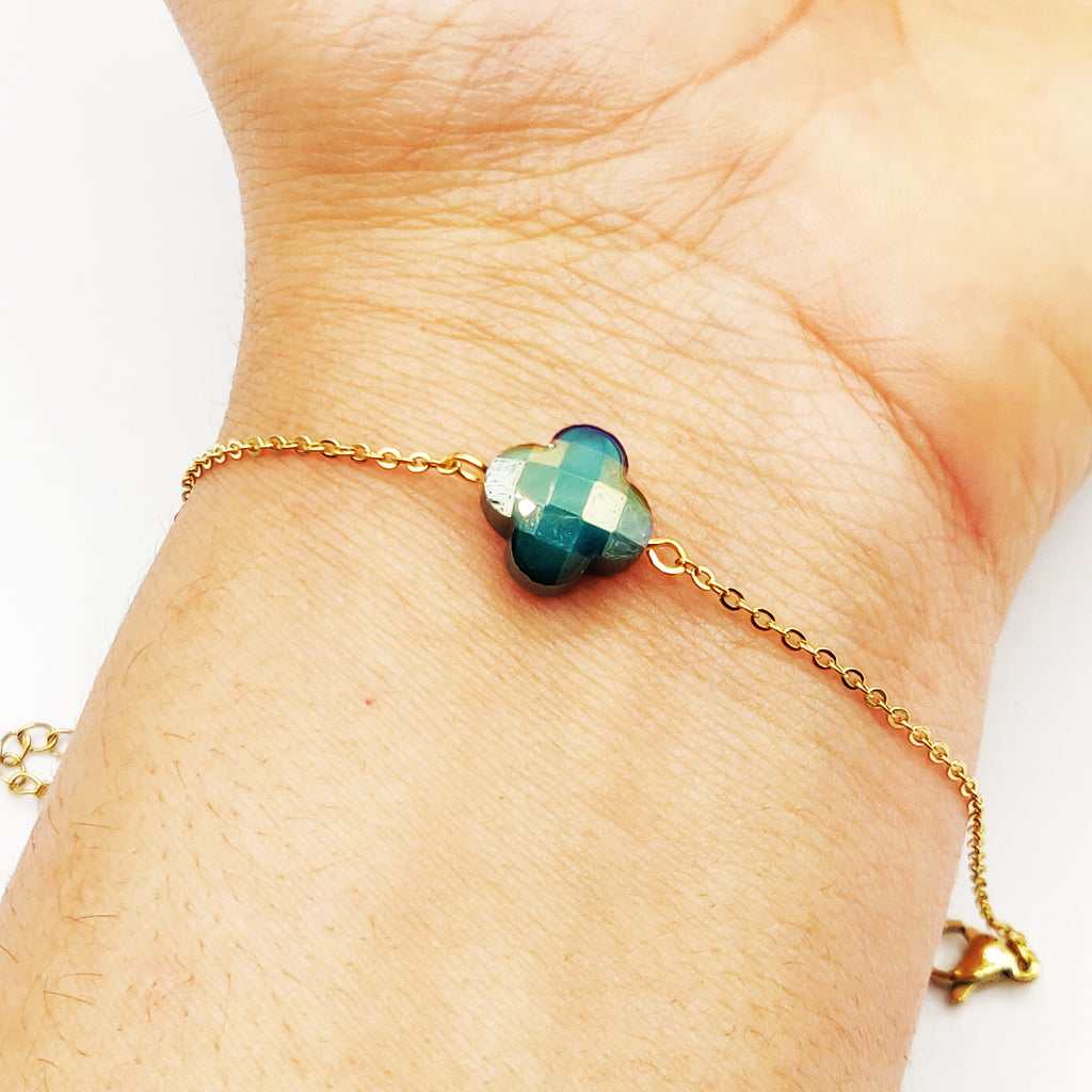 Bracelet Simple Trèfle Vert