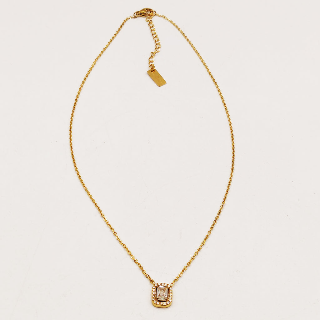 Collier Simple Cristal Rectangle Tour Cristaux