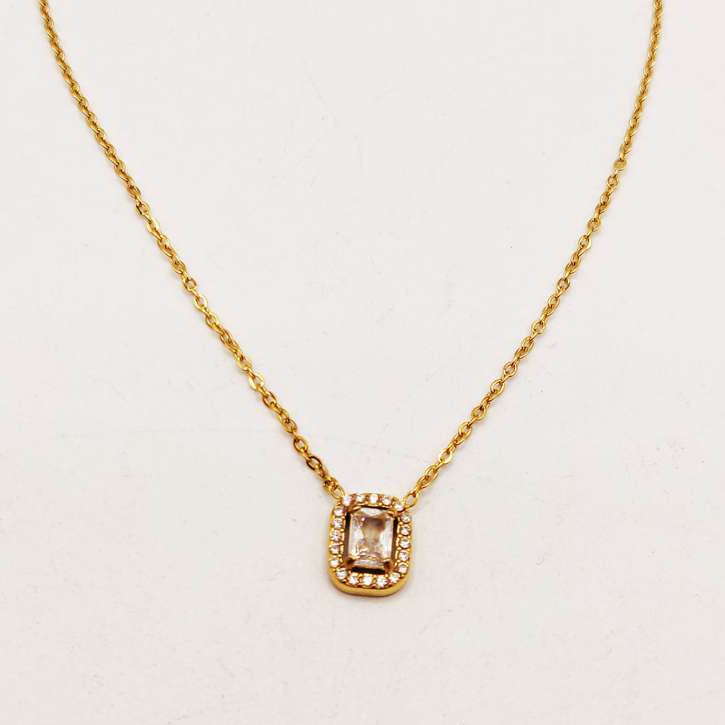Collier Simple Cristal Rectangle Tour Cristaux