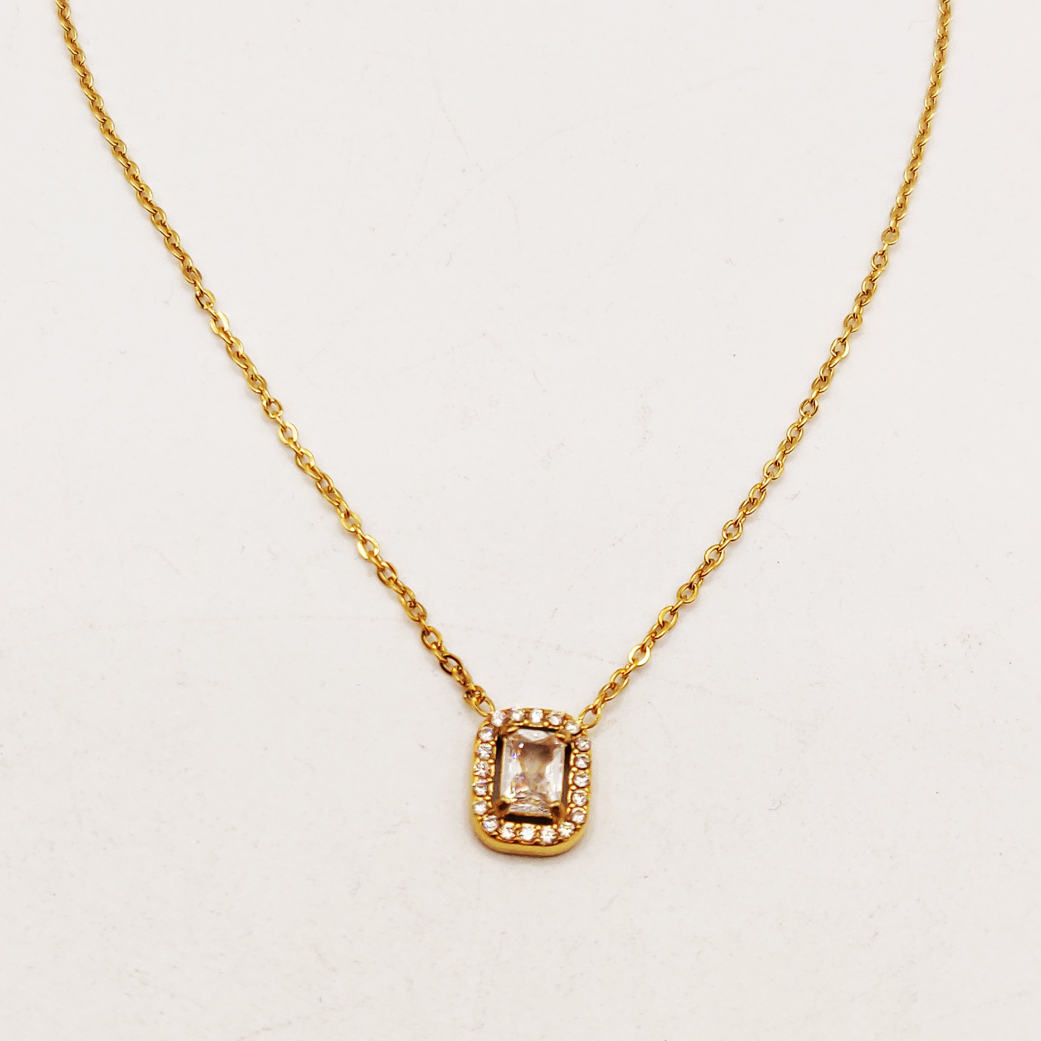 Collier Simple Cristal Rectangle Tour Cristaux