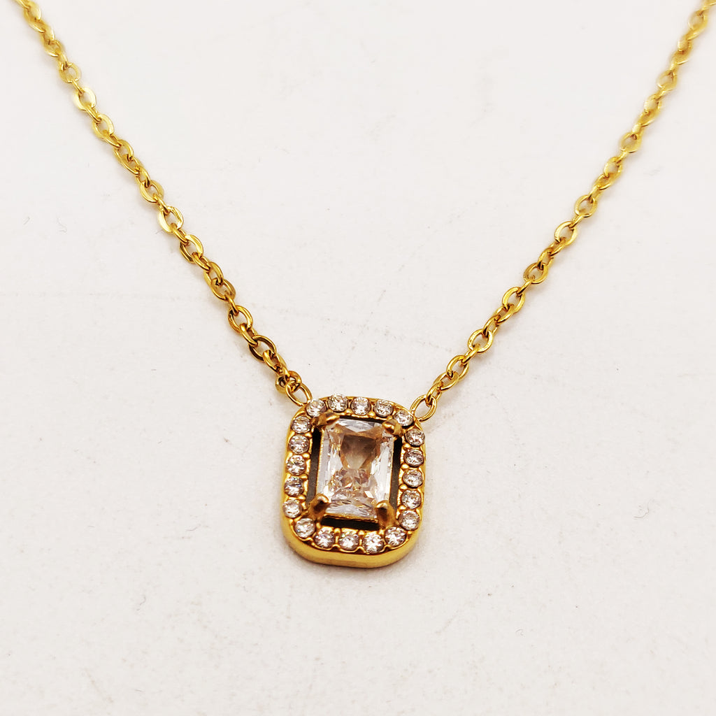 Collier Simple Cristal Rectangle Tour Cristaux
