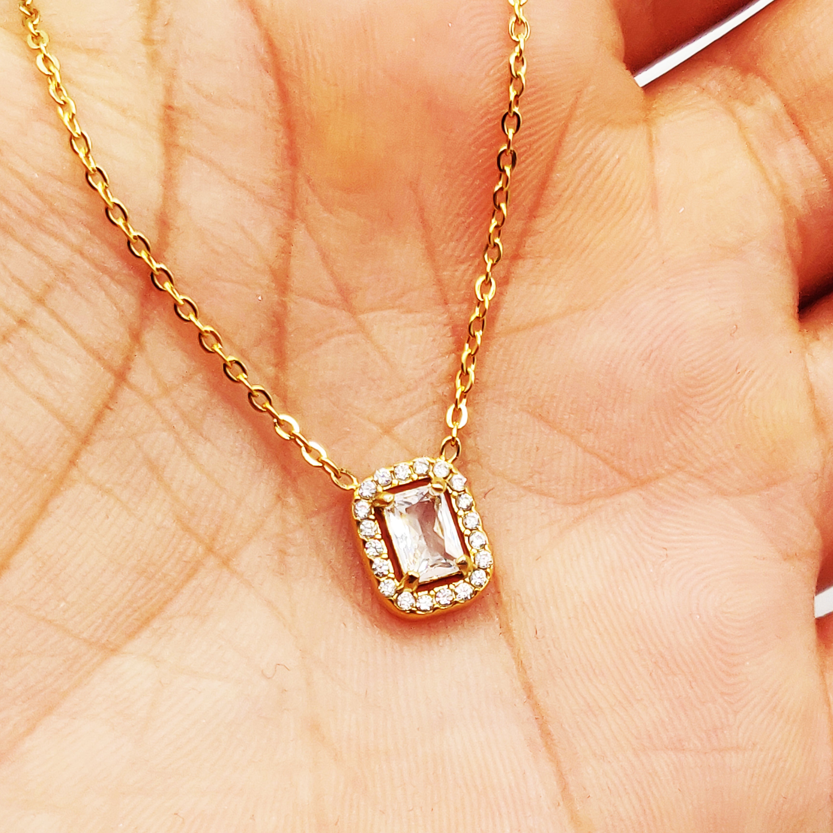Collier Simple Cristal Rectangle Tour Cristaux