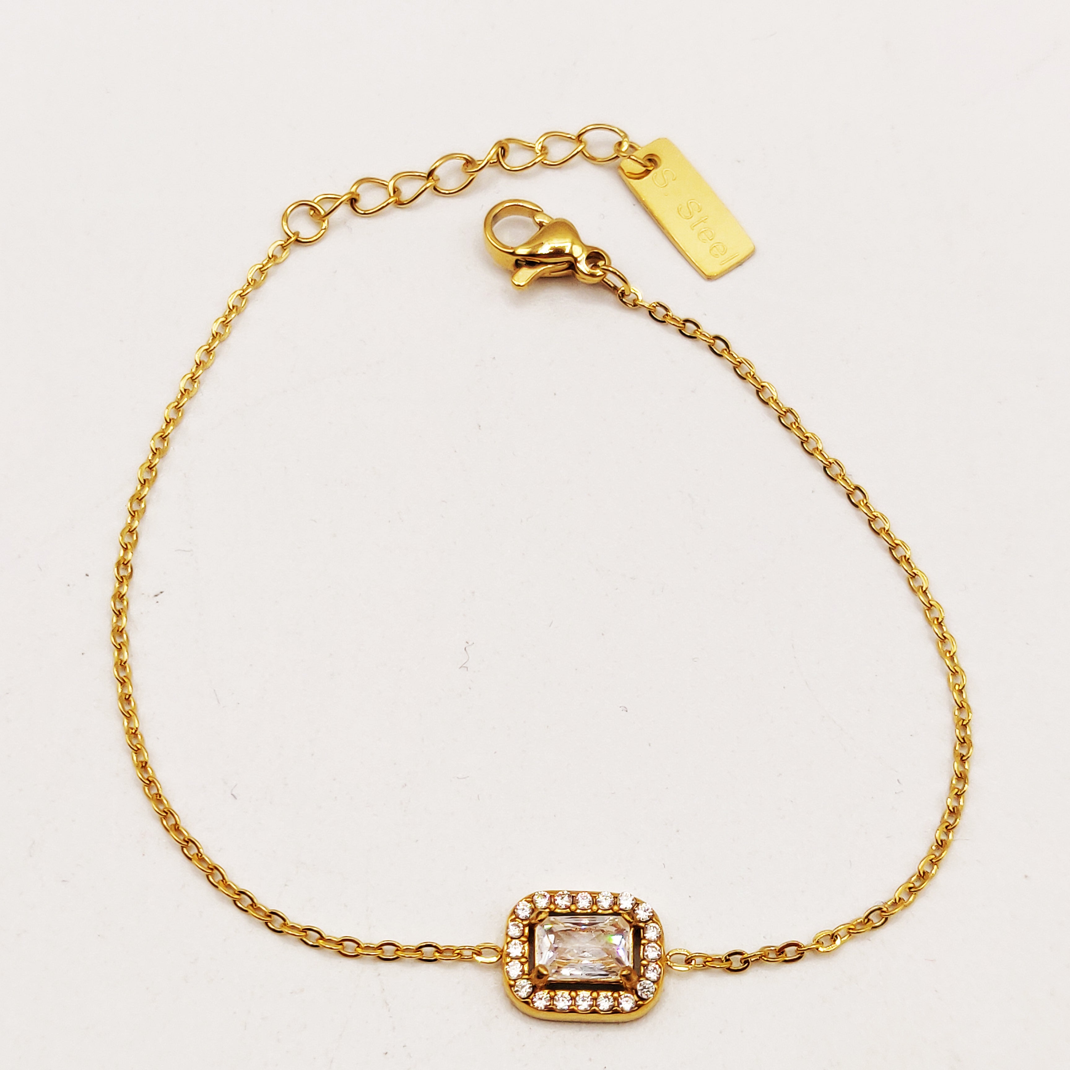 Bracelet Simple Cristal Rectangle Tour Cristaux