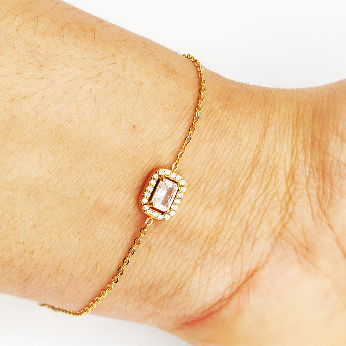 Bracelet Simple Cristal Rectangle Tour Cristaux