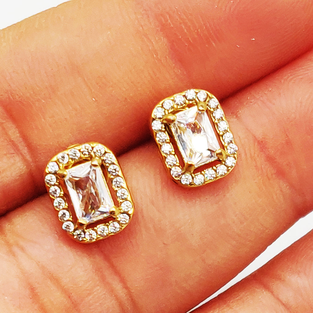 Boucles d'oreilles Simple Cristal Rectangle Tour Cristaux
