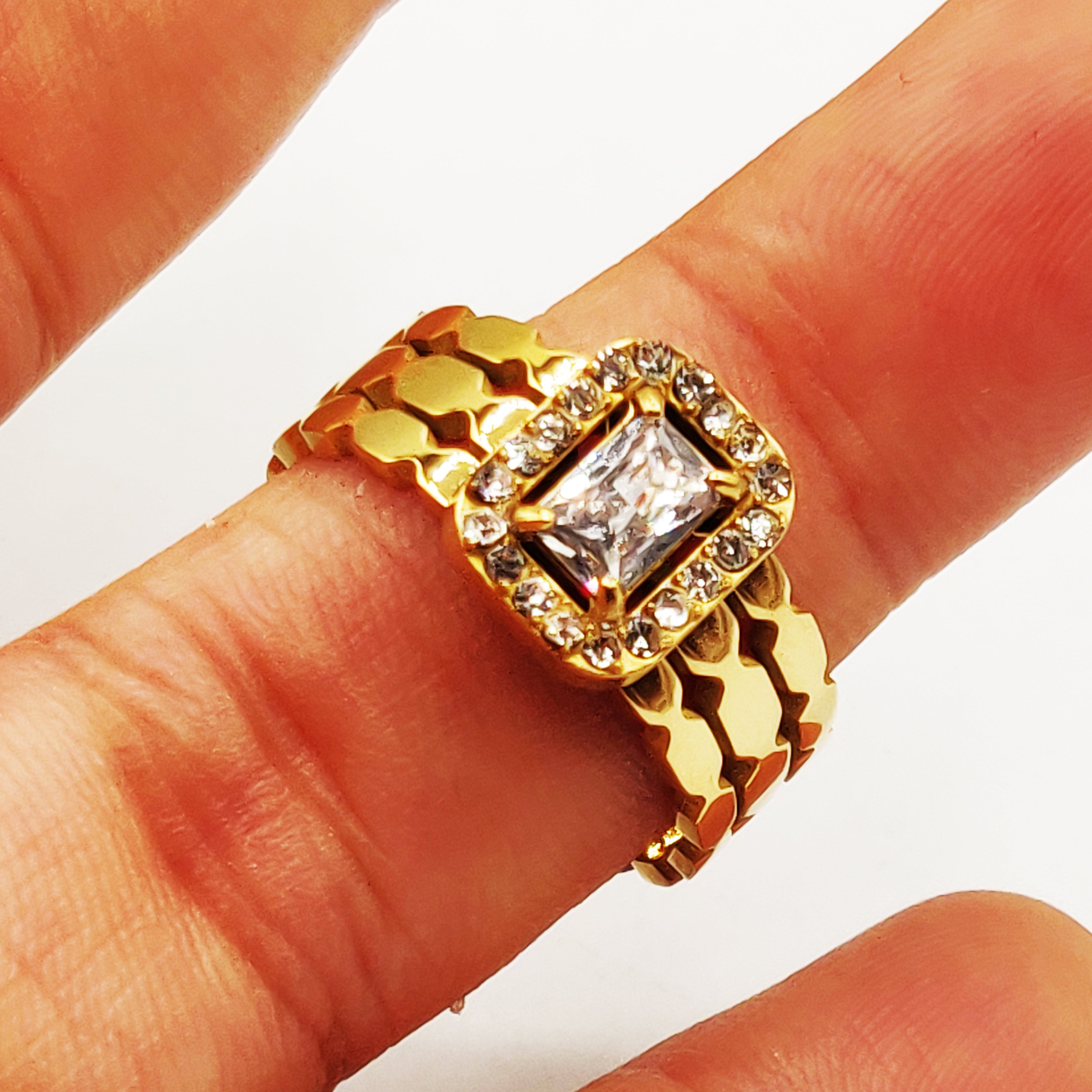Bague Triple Lignes Cristal Rectangle Luxe