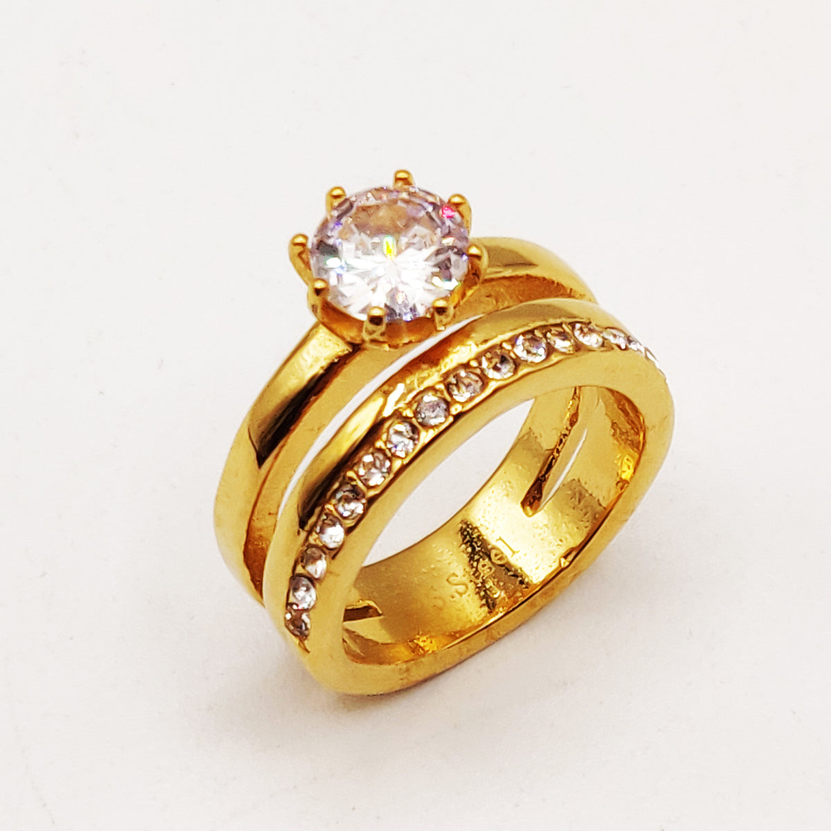 Bague Mariage Ligne Cristaux et Cristal Luxe