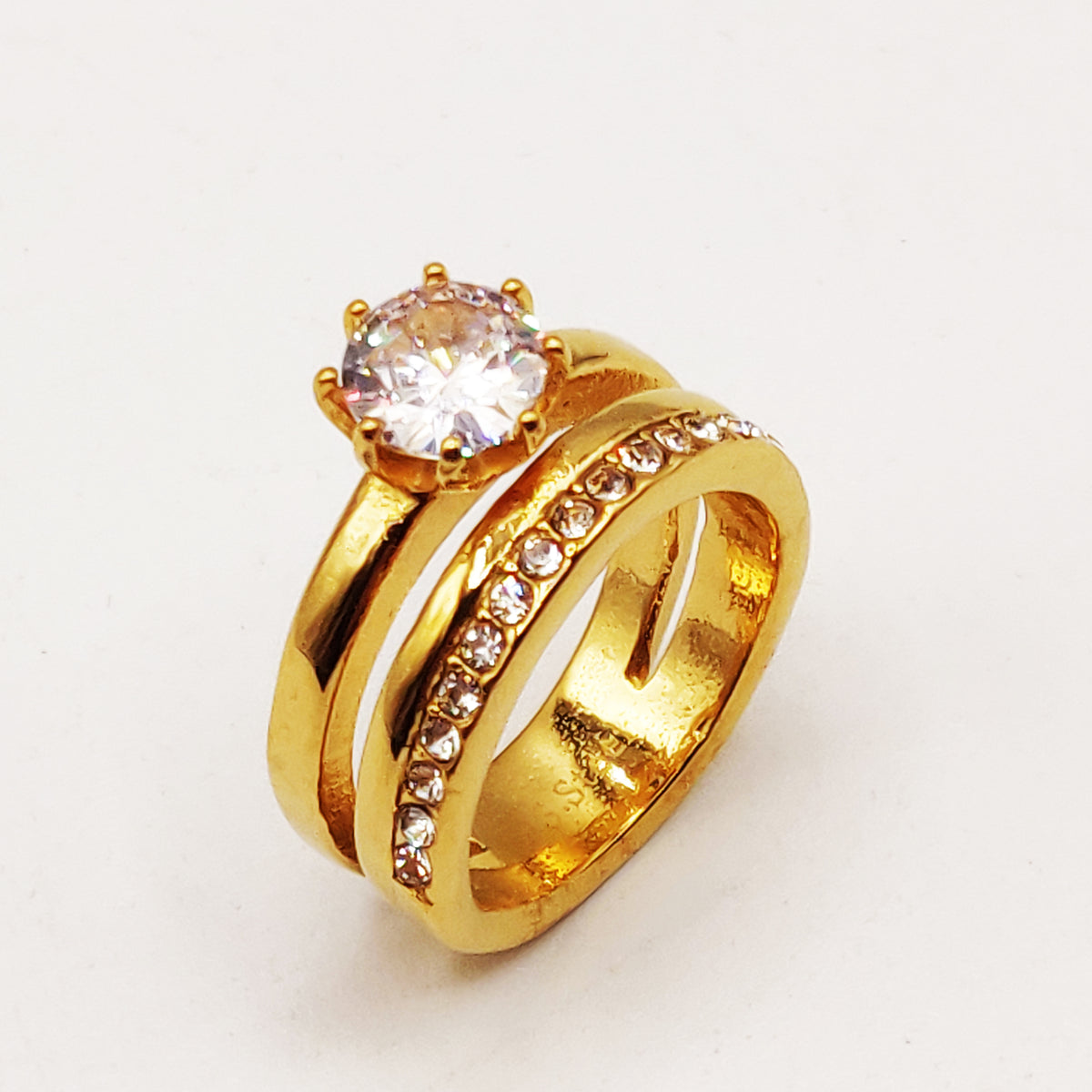 Bague Mariage Ligne Cristaux et Cristal Luxe