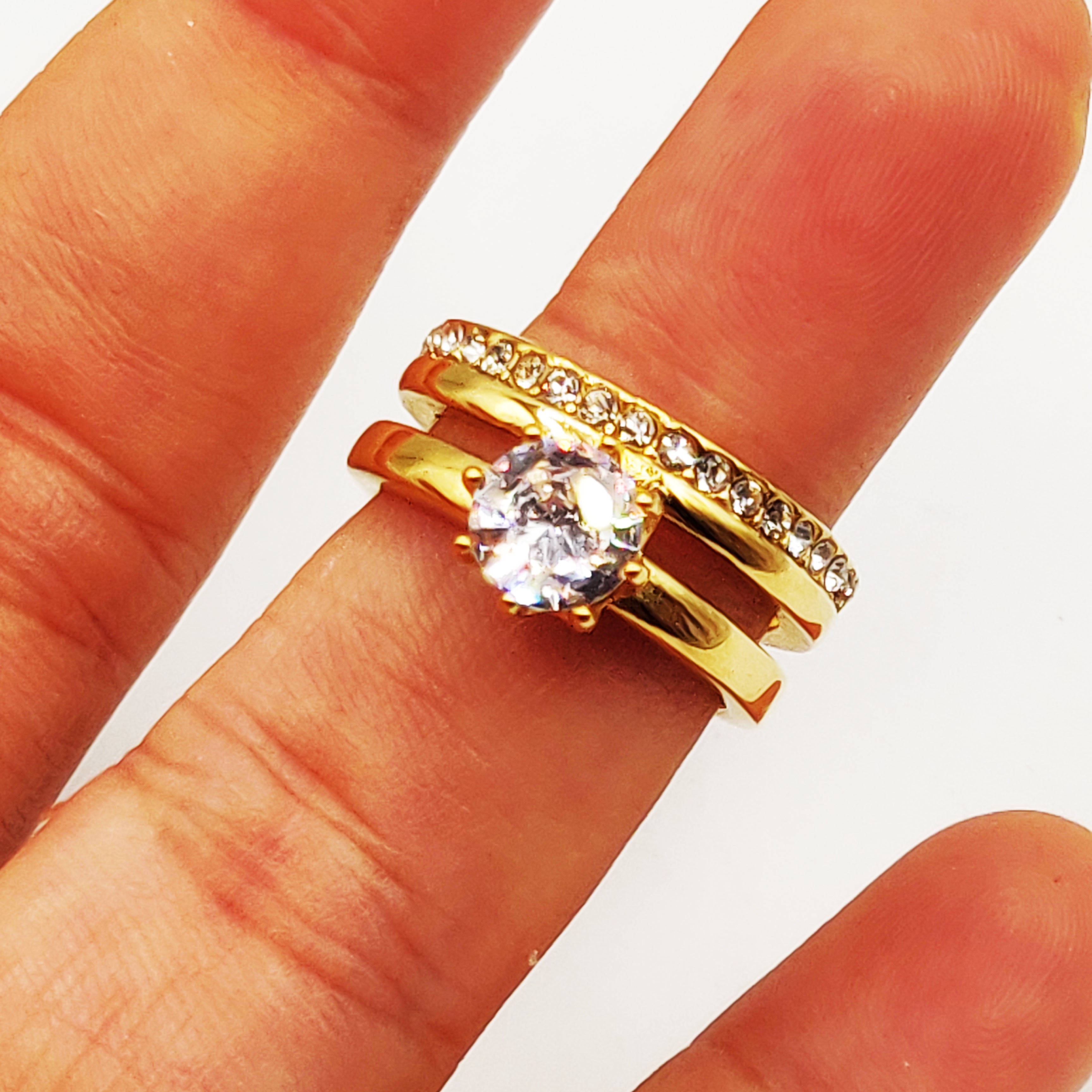 Bague Mariage Ligne Cristaux et Cristal Luxe