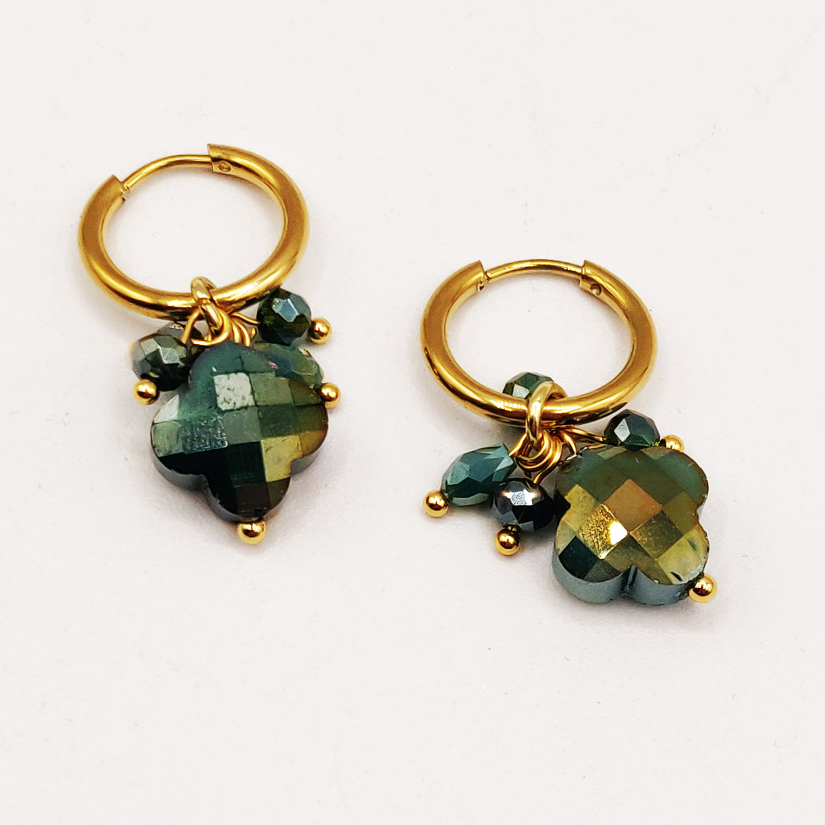 Boucles d'oreilles Simple Trèfle Vert