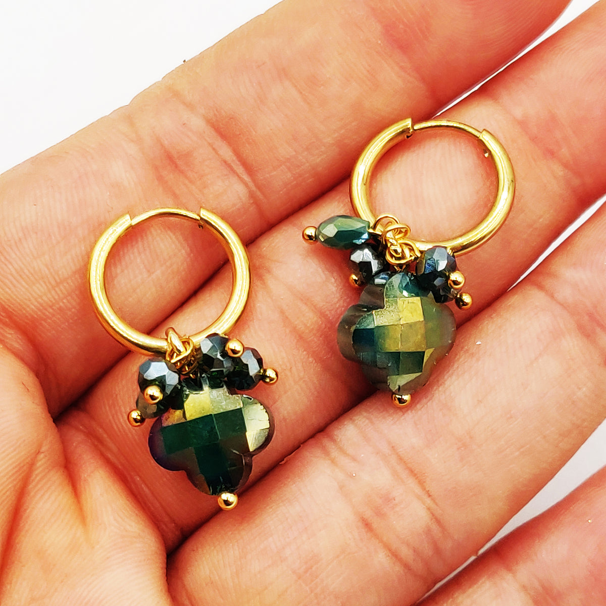 Boucles d'oreilles Simple Trèfle Vert