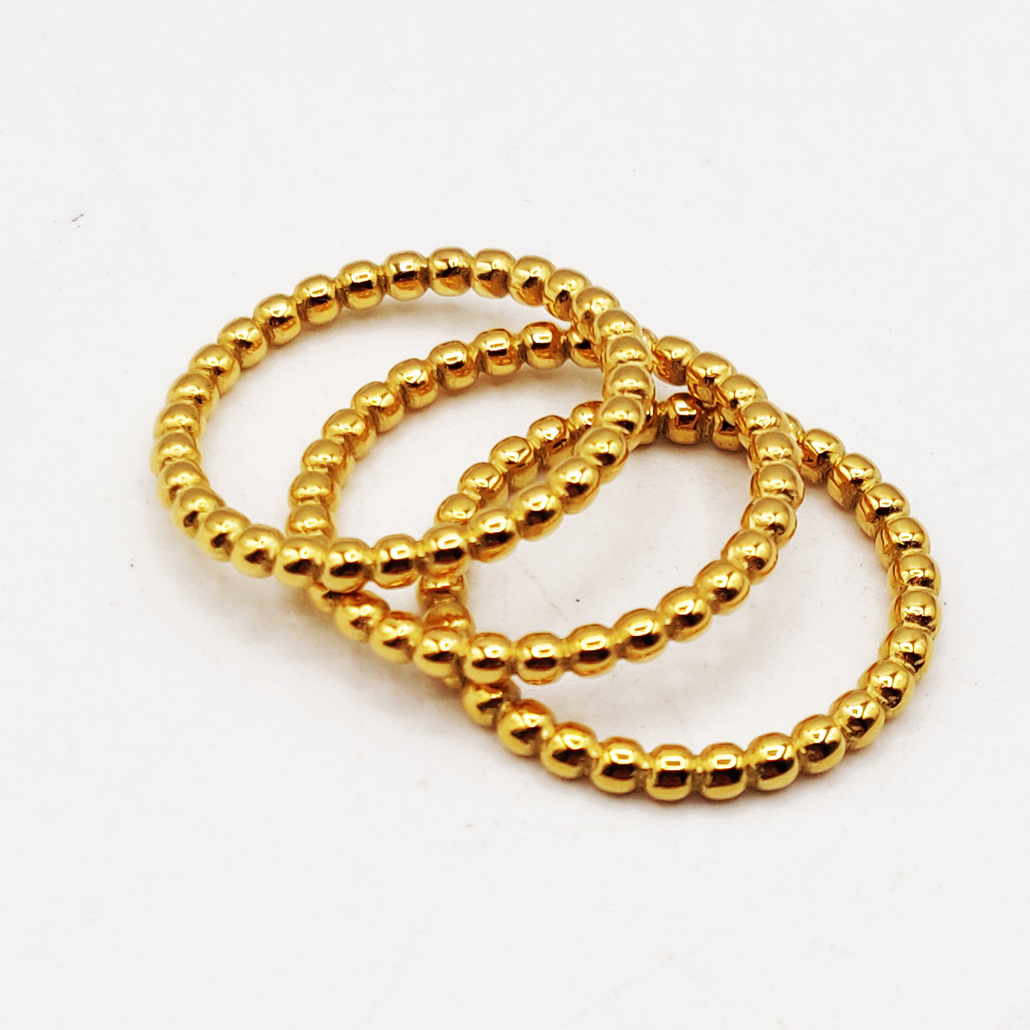 Trio de Bagues en Perles d'imitation Dorées
