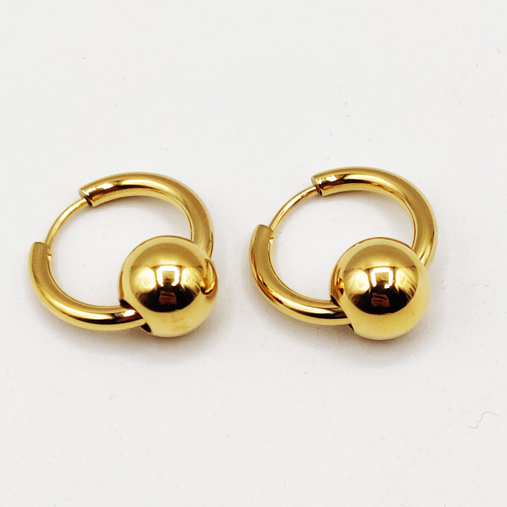 Boucles d'oreilles Grosses Perles d'imitation Dorées et Cercle Luxe