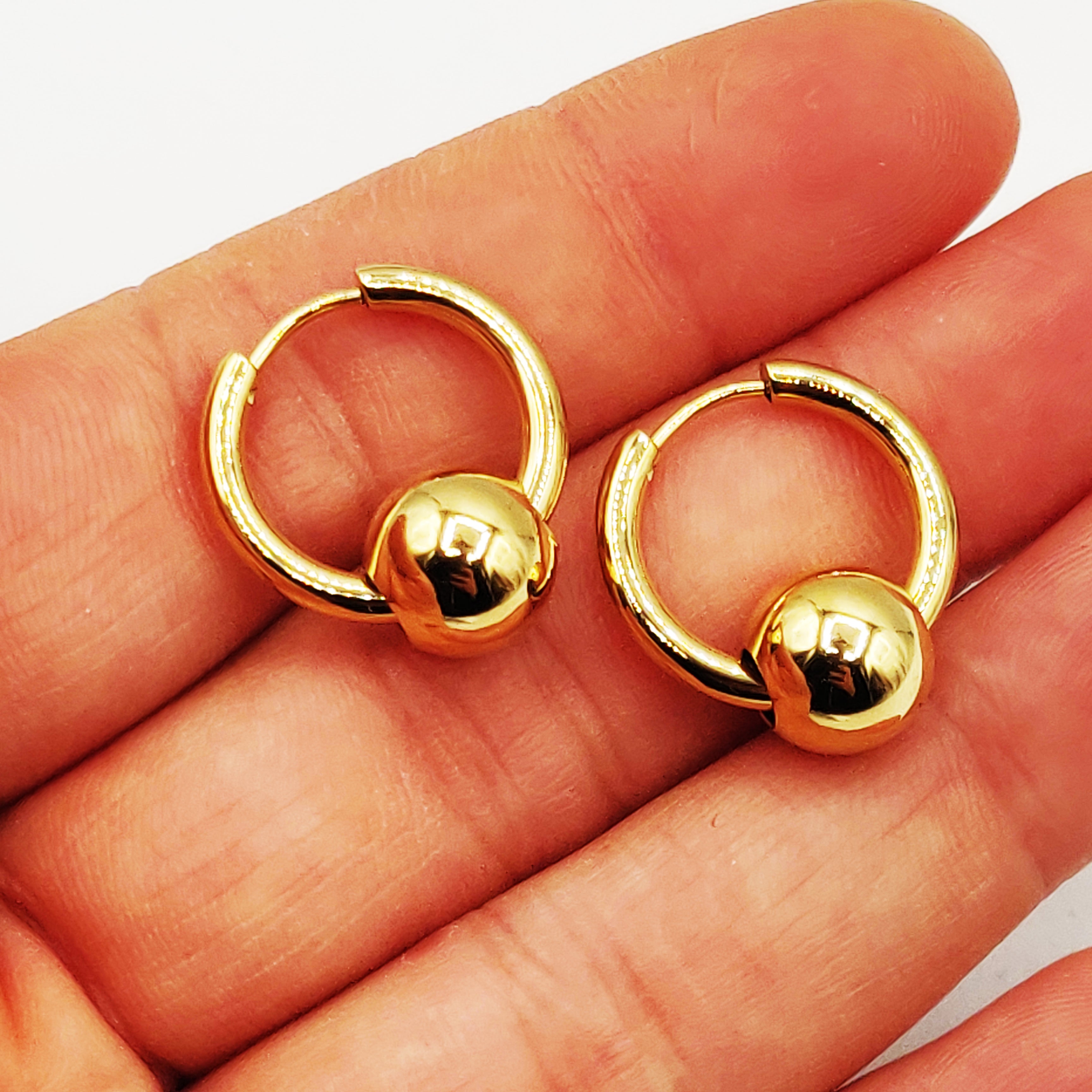 Boucles d'oreilles Grosses Perles d'imitation Dorées et Cercle Luxe