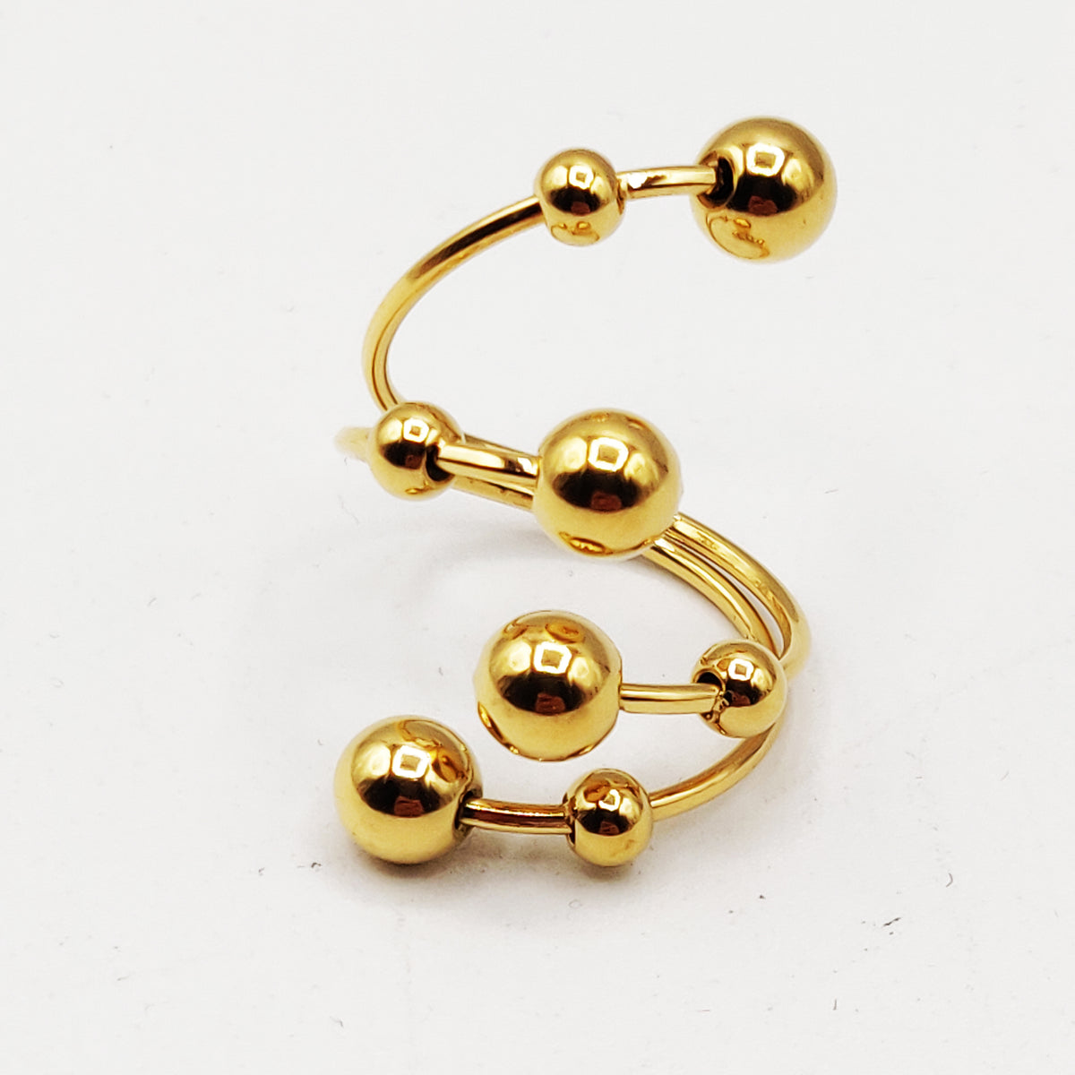 Bague Grosses Perles d'imitation Dorées et Cercle Luxe