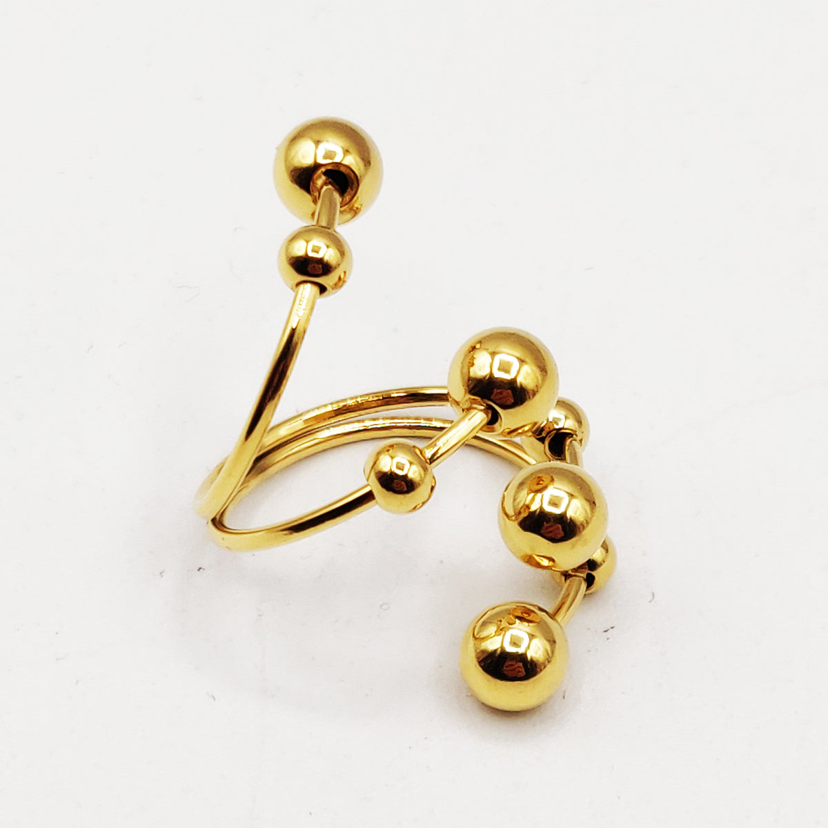 Bague Grosses Perles d'imitation Dorées et Cercle Luxe
