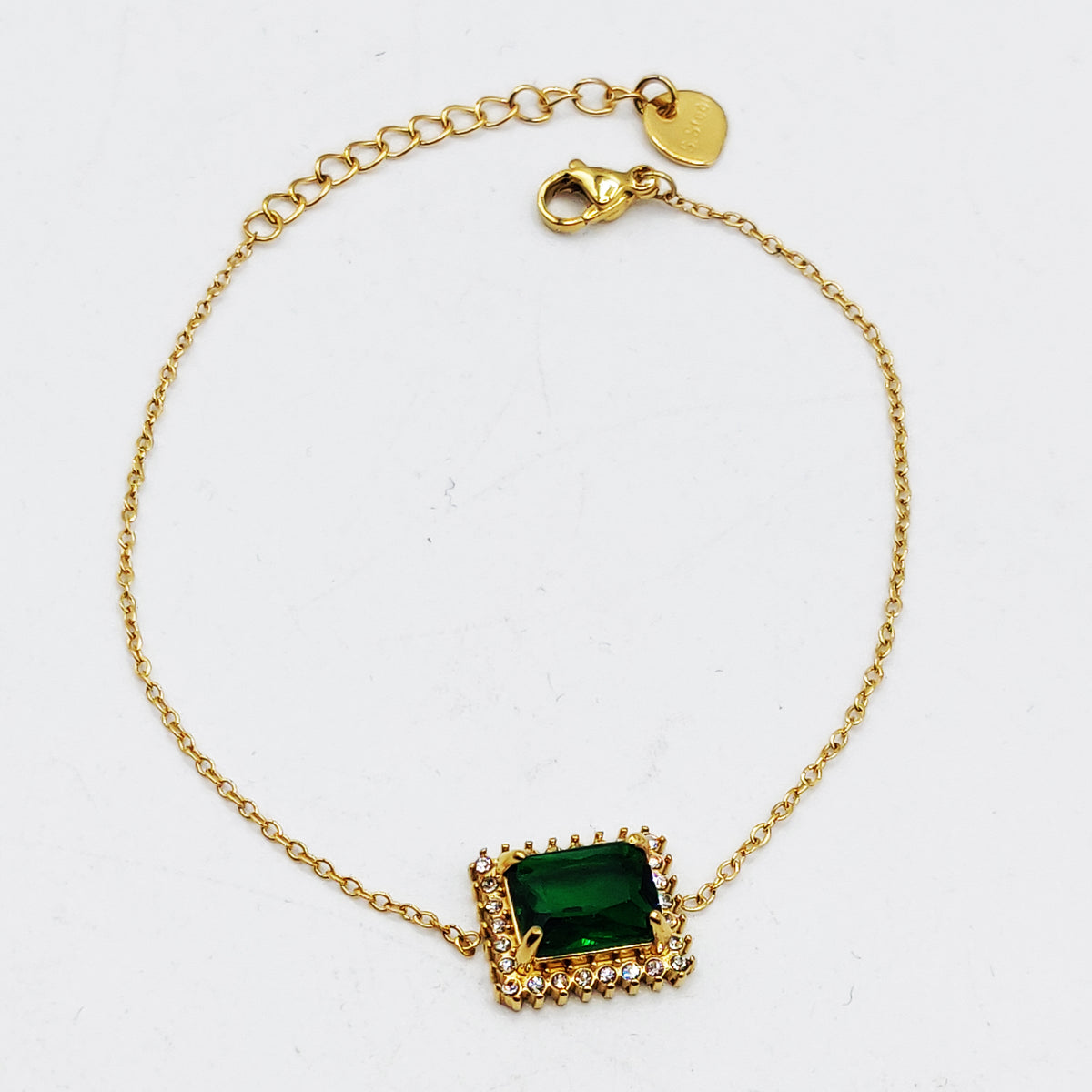 Bracelet Grand Cristal Vert Tour Cristaux Luxe