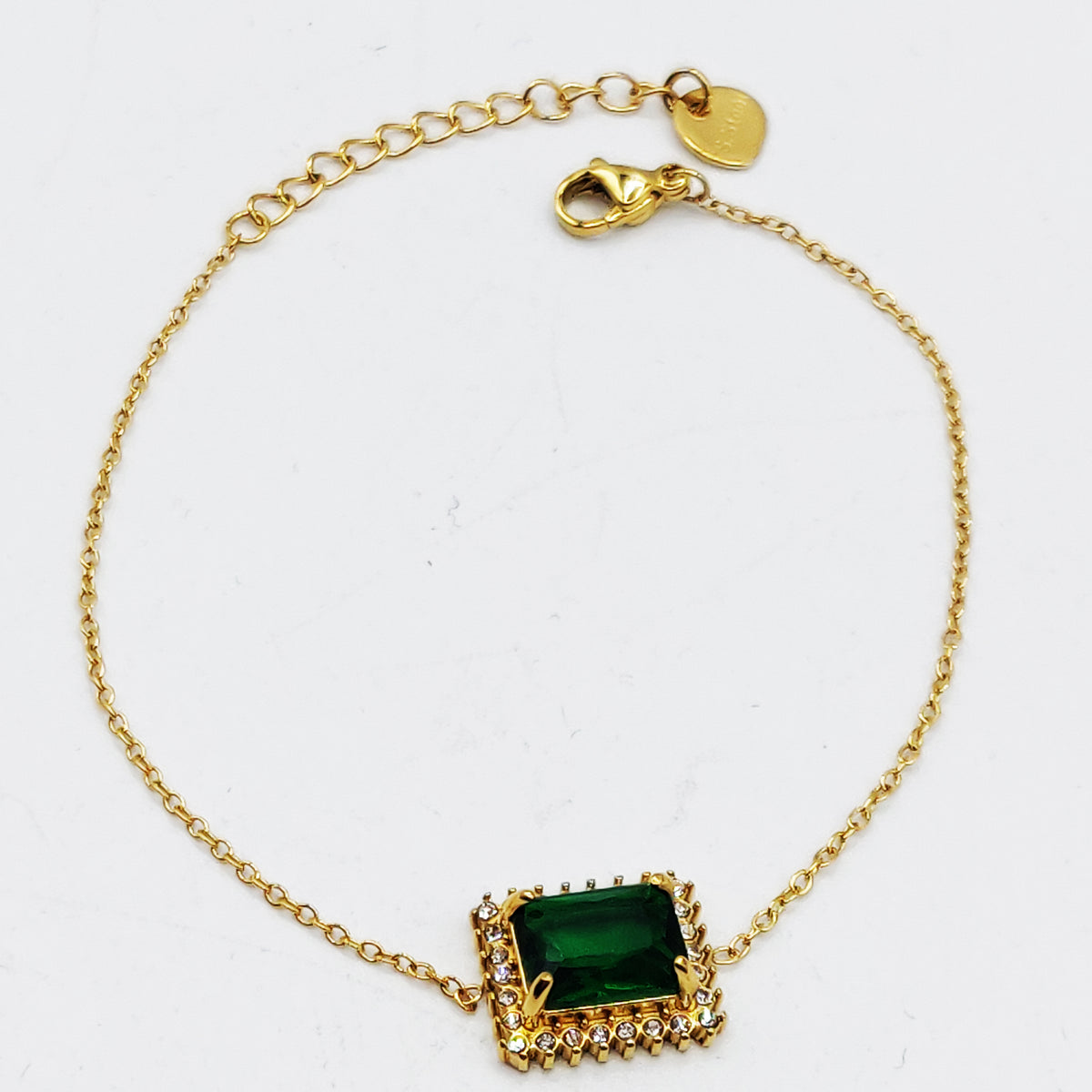 Bracelet Grand Cristal Vert Tour Cristaux Luxe