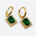 Boucles d'oreilles Grand Cristal Vert Tour Cristaux Luxe