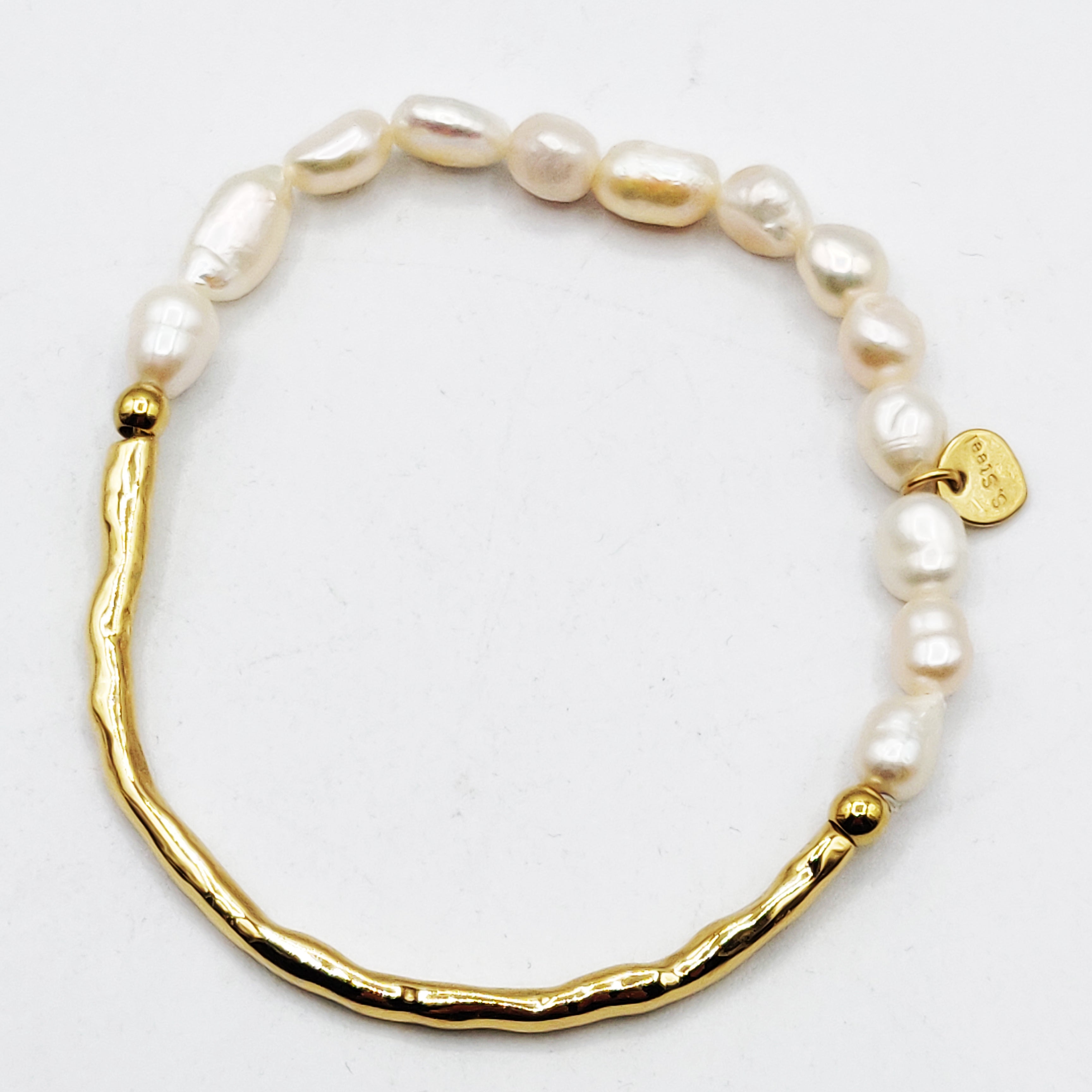 Bracelet Mi Rigide Mi Perles d'imitation Blanches