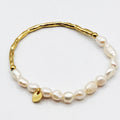 Bracelet Mi Rigide Mi Perles d'imitation Blanches