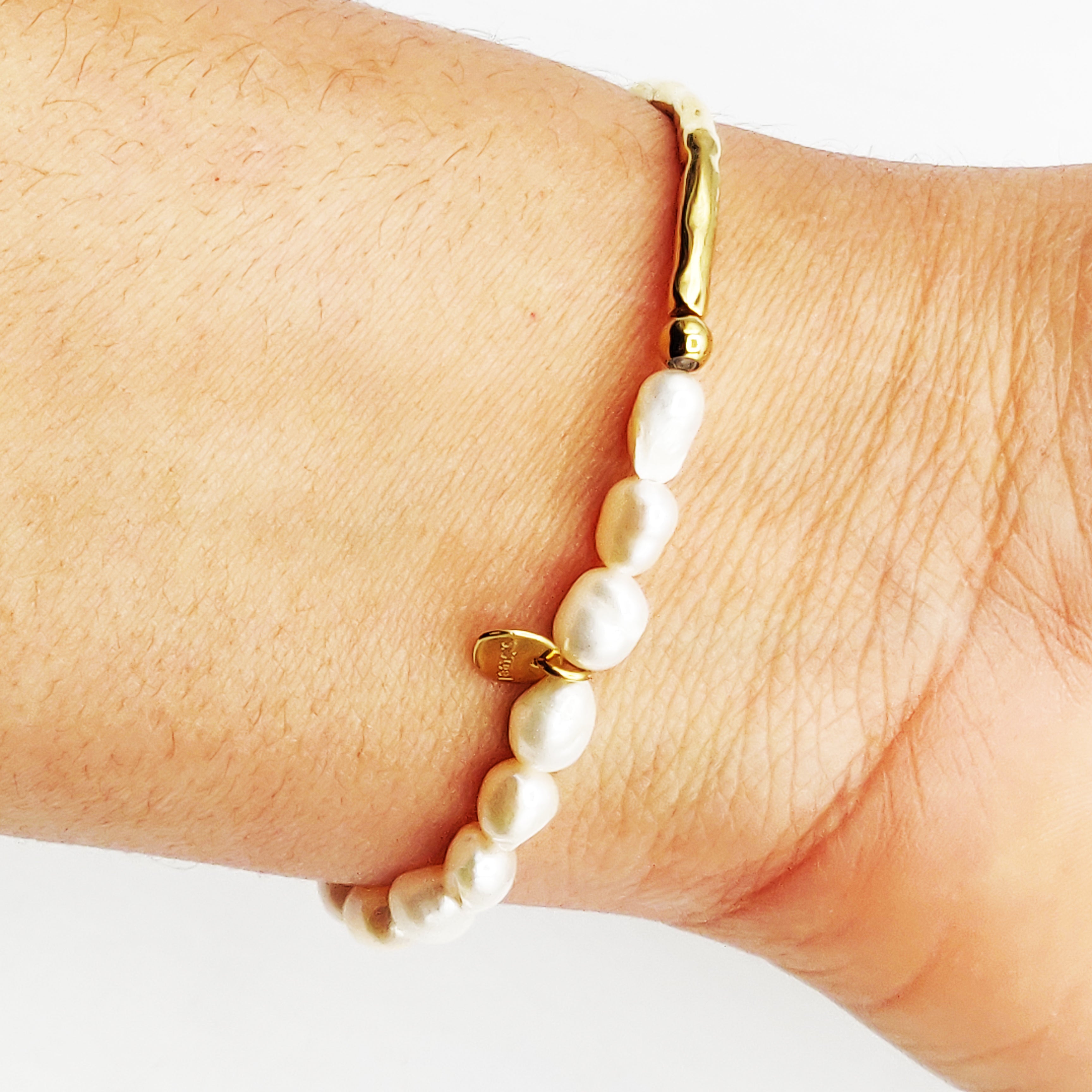 Bracelet Mi Rigide Mi Perles d'imitation Blanches