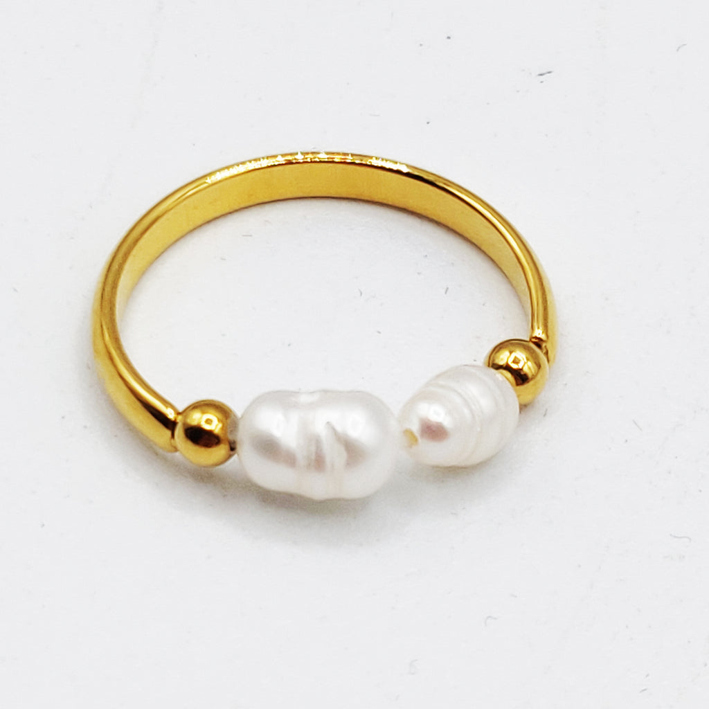 Bague Mi Rigide Mi Perles d'imitation Blanches