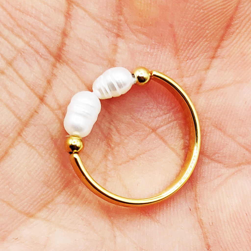 Bague Mi Rigide Mi Perles d'imitation Blanches