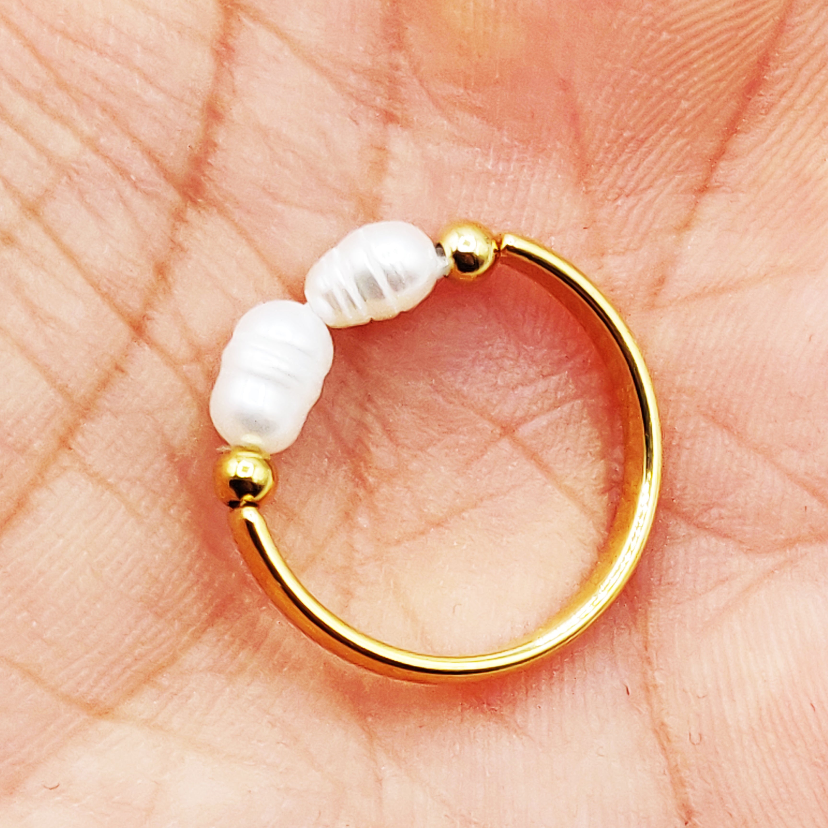 Bague Mi Rigide Mi Perles d'imitation Blanches