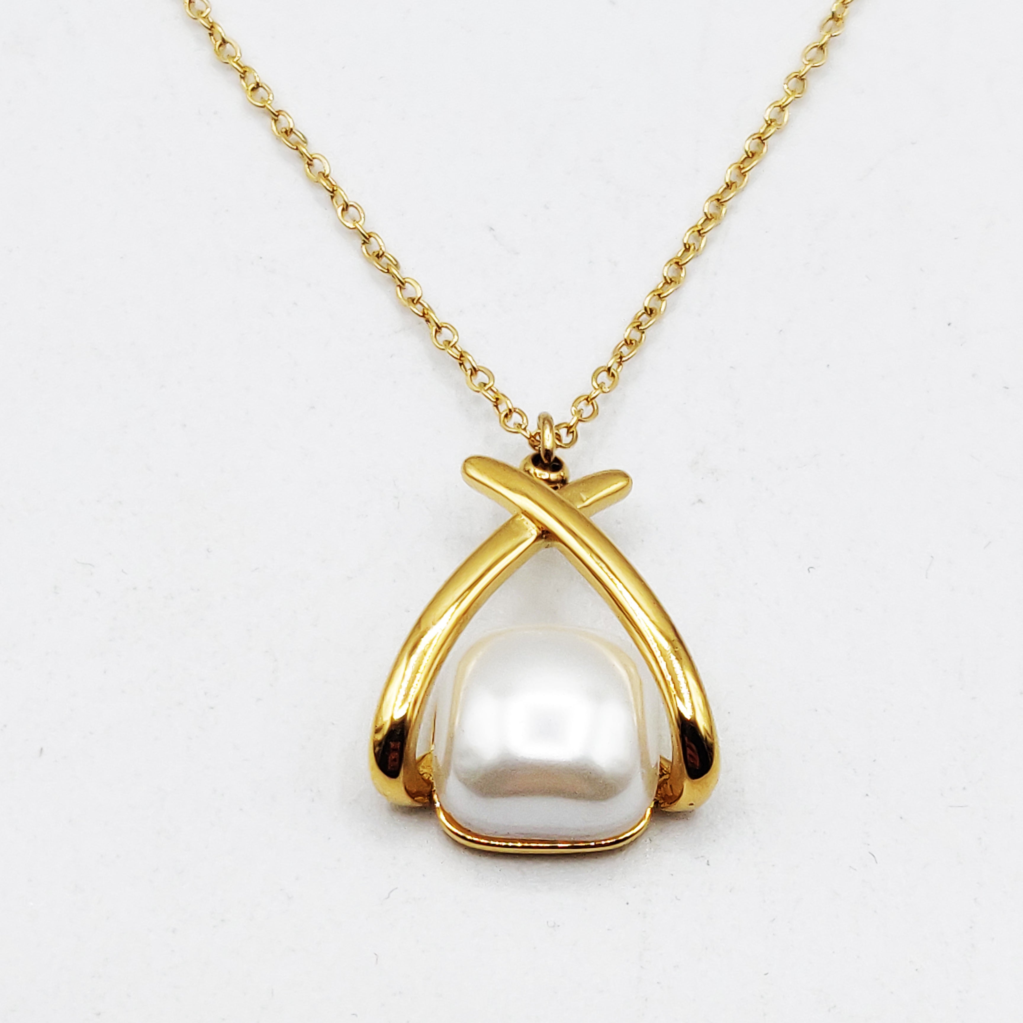 Collier X Perle d'imitation Blanche Luxe