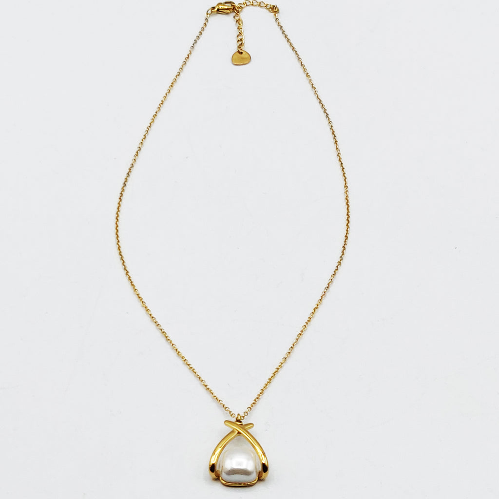 Collier X Perle d'imitation Blanche Luxe