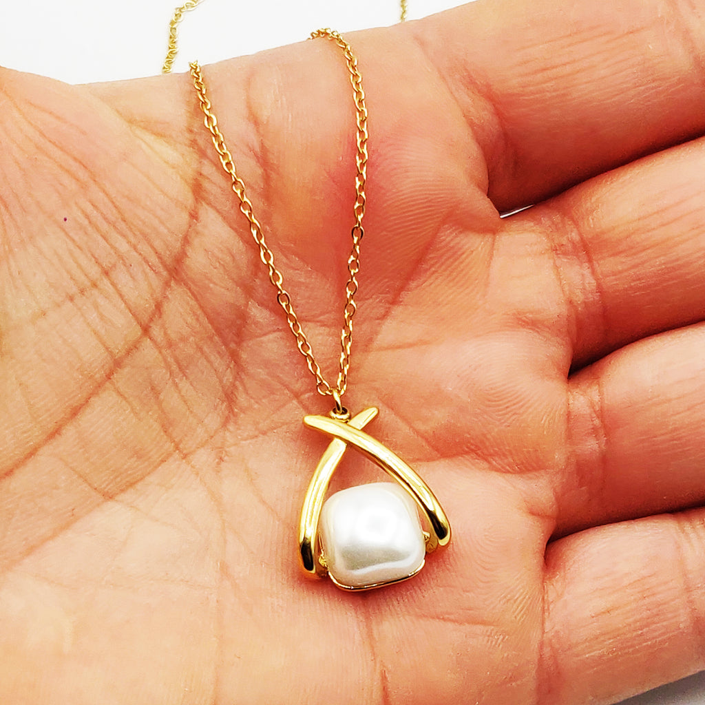 Collier X Perle d'imitation Blanche Luxe