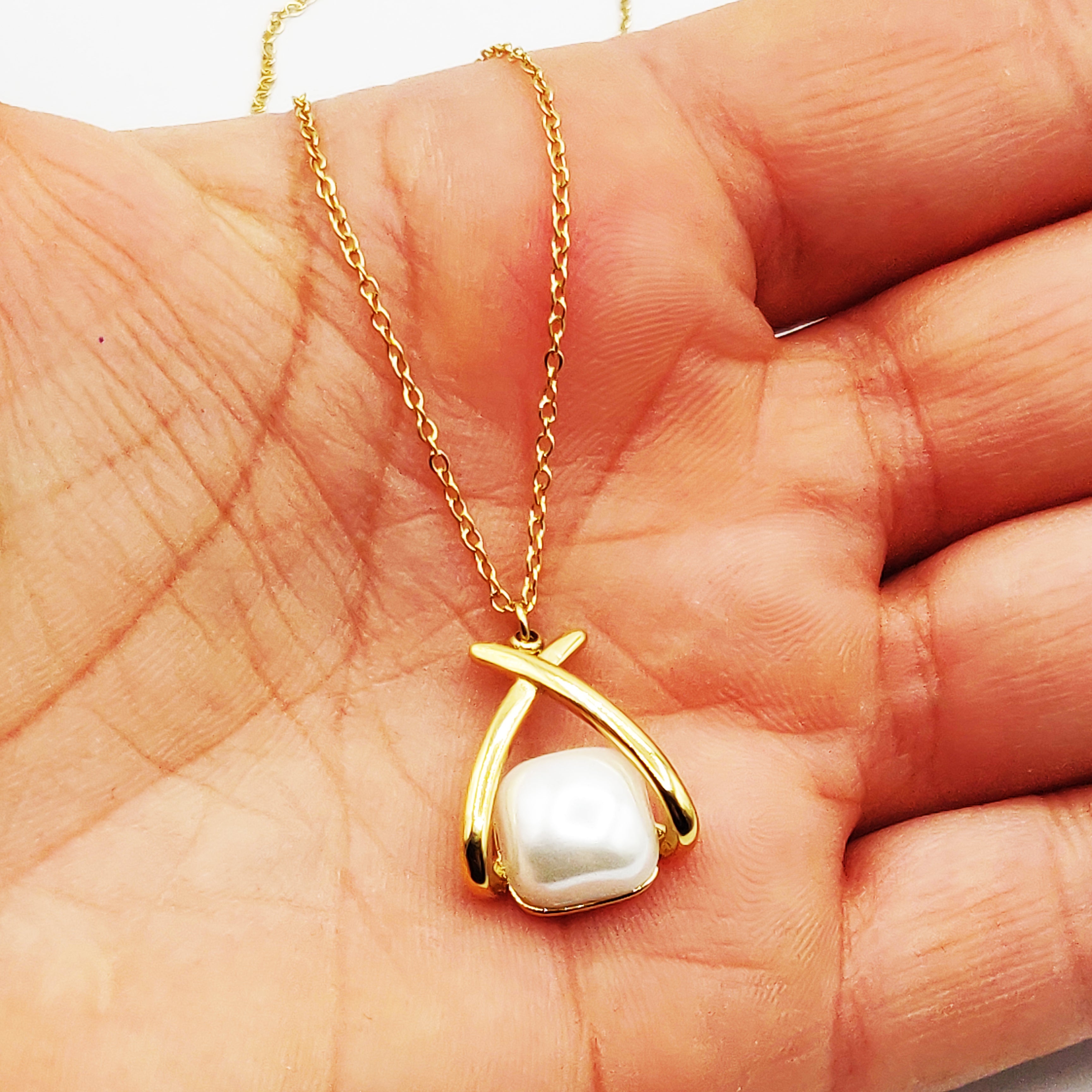 Collier X Perle d'imitation Blanche Luxe