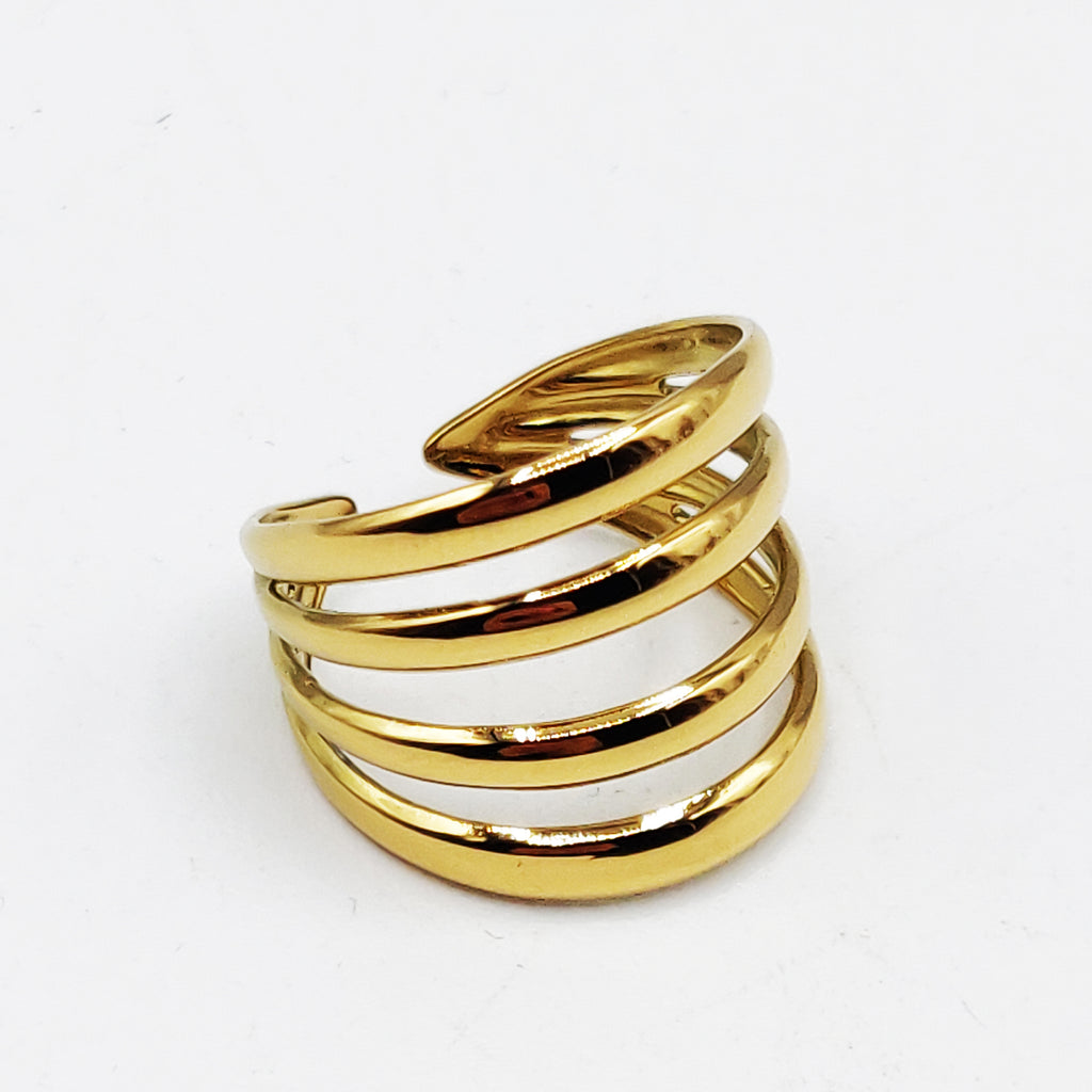 Bague Quadruple Bandes Larges Luxe