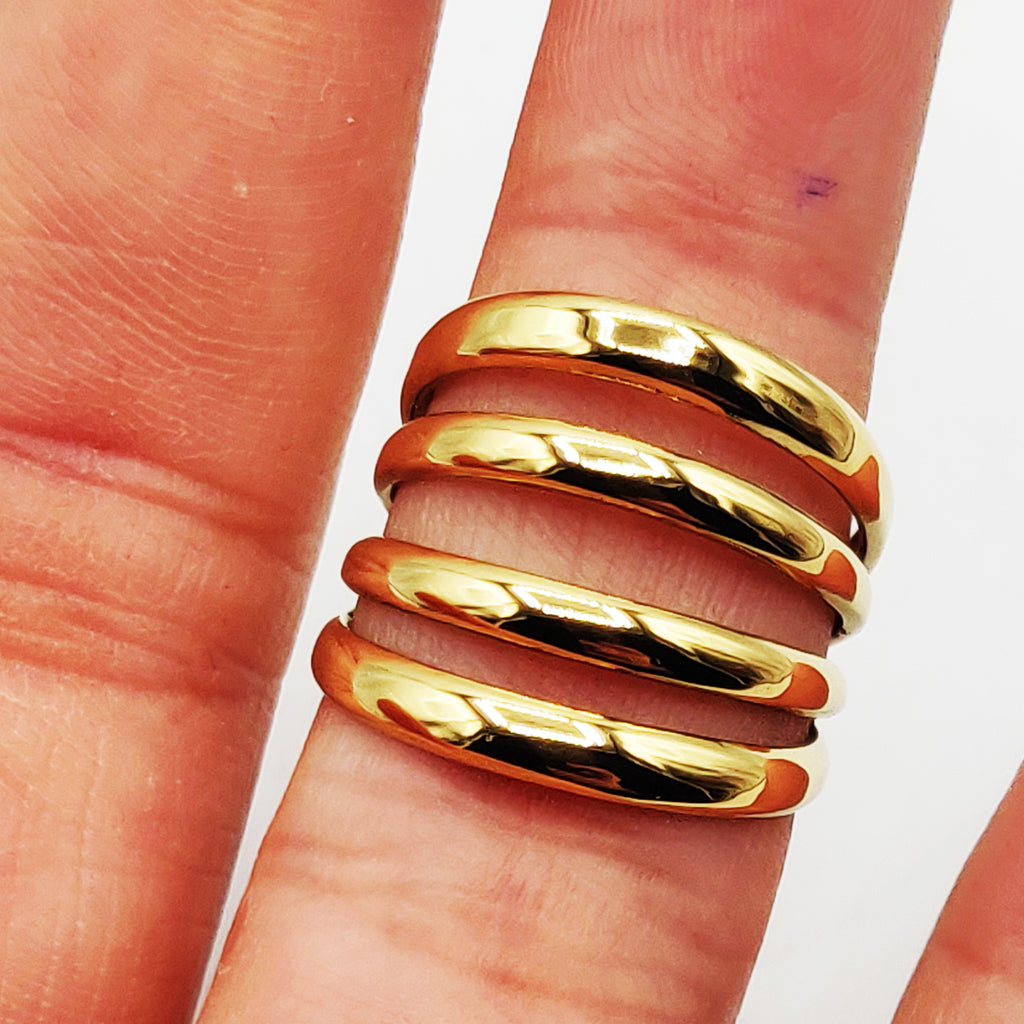 Bague Quadruple Bandes Larges Luxe