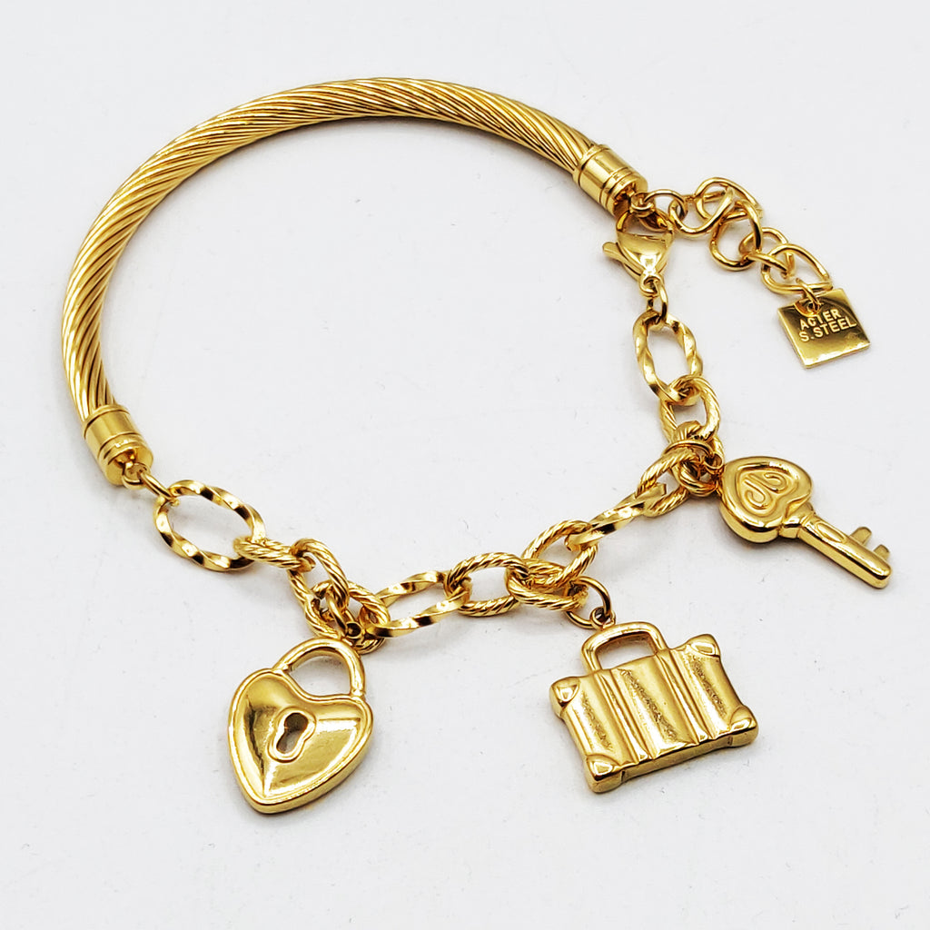Bracelet Mi Rigide Bibelots Valise Cadenas et Clé Luxe