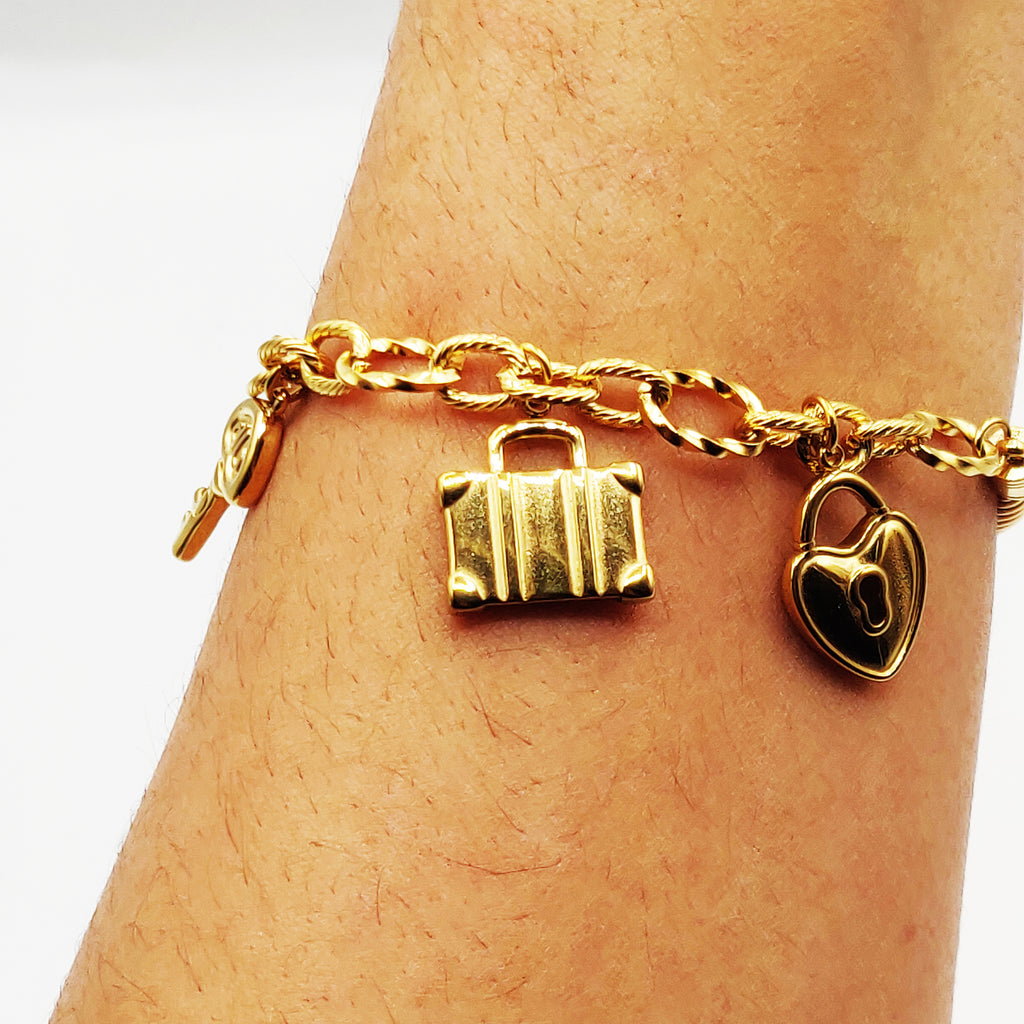 Bracelet Mi Rigide Bibelots Valise Cadenas et Clé Luxe
